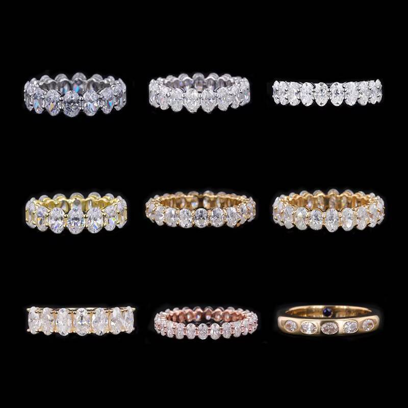 3x5MM DEF VVS VS Oval EX Cut Loose Diamond Starsgem Wedding Engagement Eternity Band 10K Gold 14K HPHT CVD Lab Diamond Ring