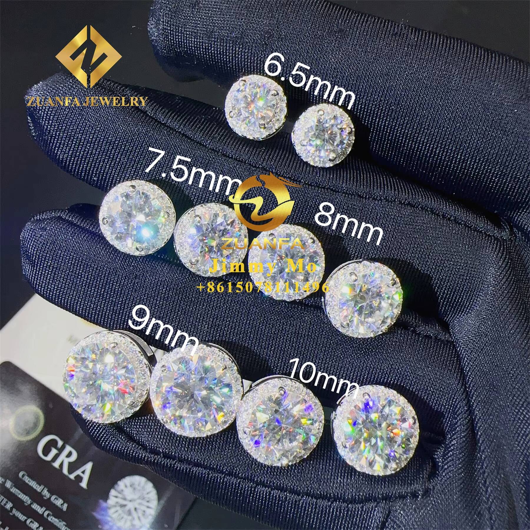 New Arrivals Fashion Style Pass Diamond Tester 4mm-10mm Screw Back Iced Out Man Round VVS1 Moissanite Diamond Hip Hop Earring