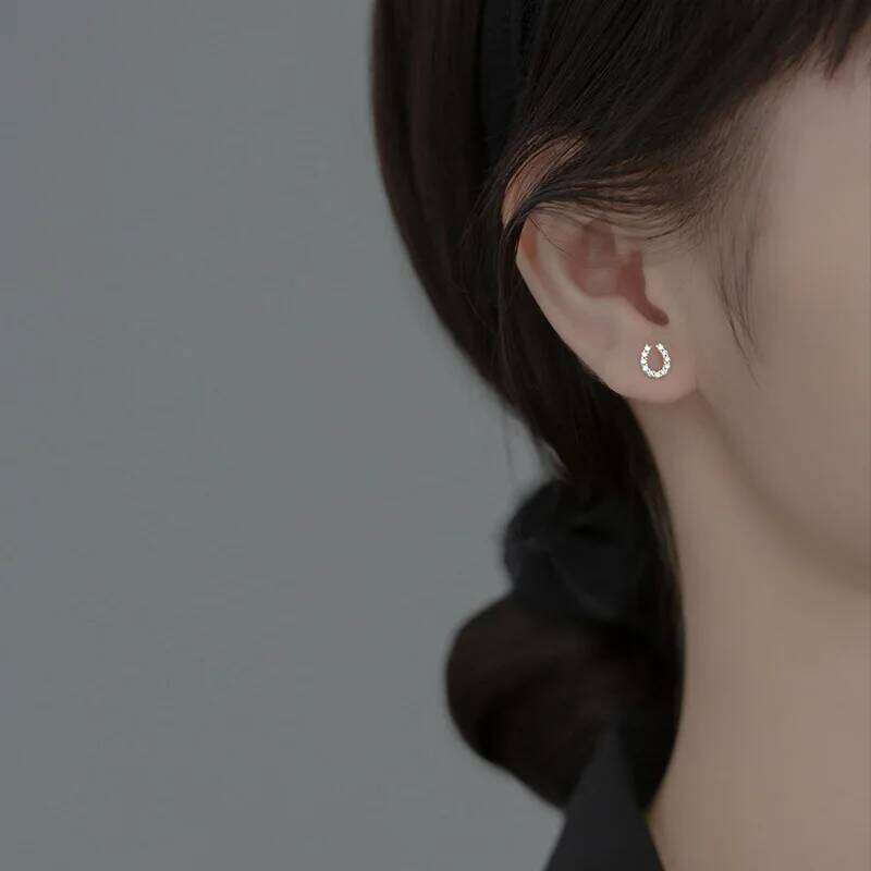 New Fashion 925 Silver Needle Horseshoe Zircon Stud For Women Female Girls Cute Earrings Jewelry Accessories Gifts