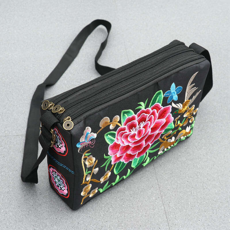 Ethnic Style Women's Shoulder Square Three-Layer Embroidered Bag