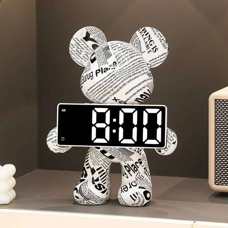 Digital Desk Bear Desktop LED Nordic Electronic Table Clock Display Luxury Clocks Bedroom Aesthetic Decoration Room Gift W260130