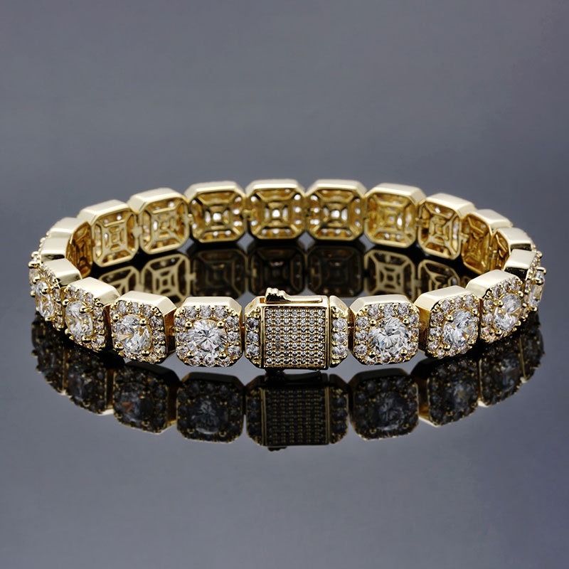 Hop Jewelry 9mm Hip Bracelet Square Ice Zircon Bracelet Unique Birthday Gift Design Luxury Bling Brass Jewelry For Men And Women