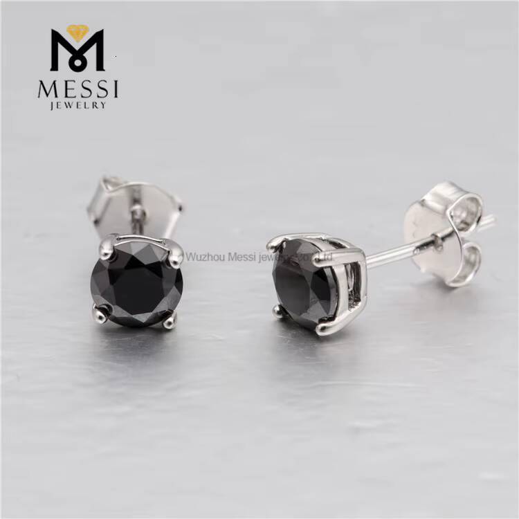 Messi Jewelry 14k/18k Gold/925 Sterling Silver With DEF White Stone Classic 4 Claws Moissanite Stud Earrings