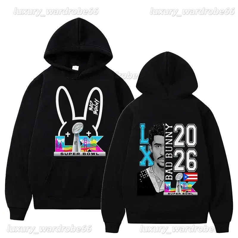 Bad Bunny SuperBowl Hoodies Long Sleeve Winter Hooded Sweatshirts Graphic Print Clothing Women Men Autumn Winter Tops Streetw 9
