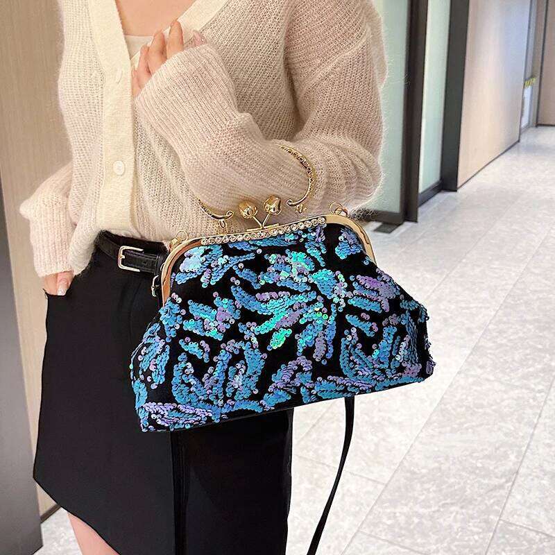 Luxury Women Handbag Sequin Flowers Clip Crossbody Purse New Ladies Shoulder Shell Fashion Lady Evening Bag Satchel KABAHEBINGJUE
