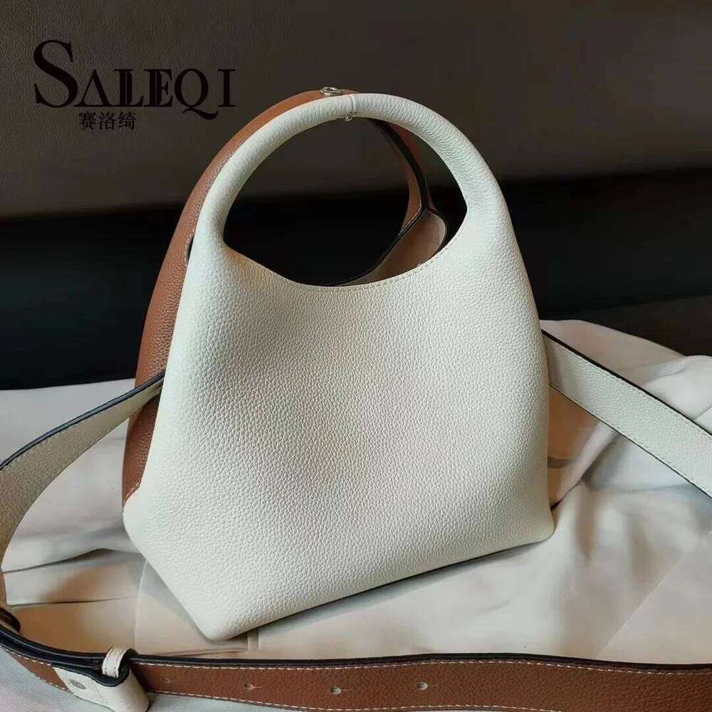 TOGO Cowhide Bucket With Niche Design Color Blocking Luxury Designer Single Shoulder Diagonal Cross Women's Tote Bag