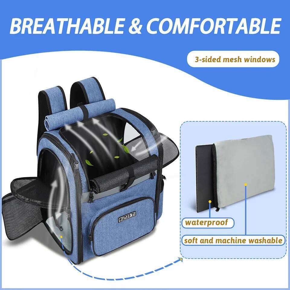 Carrier Pet Shoulder Backpack Sturdy Frame Breathable Foldable Dog Double Doors Bag Fits 20 lbs Pets Travel Set 26H0130