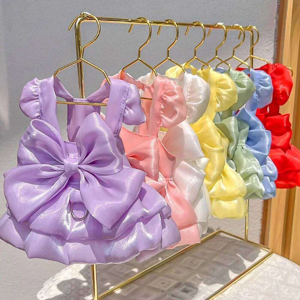 Solid Color Cat Dog Dresses with D-ring for Small Dogs Chihuahua Pomeranian Puppy Summer Pet Clothes vestidos para perritas H260130