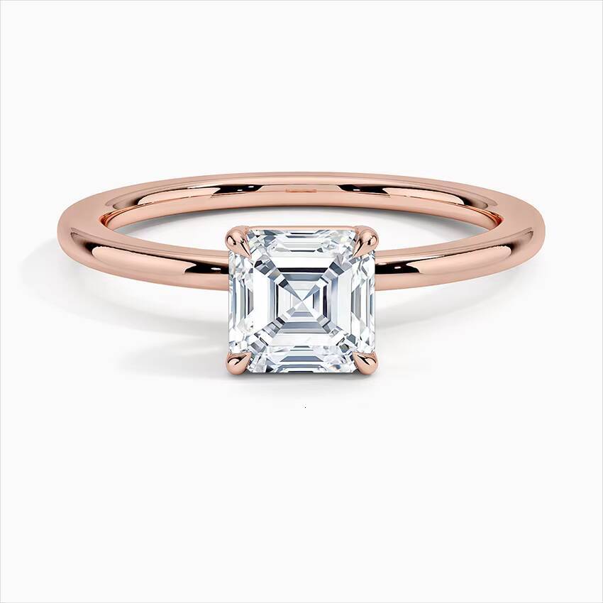 1CT 15CT DEF VS VVS Asscher Cut Lab Diamonds 9K 10K 14K 18K White Yellow Rose Gold Lab Diamant Engagement Rings