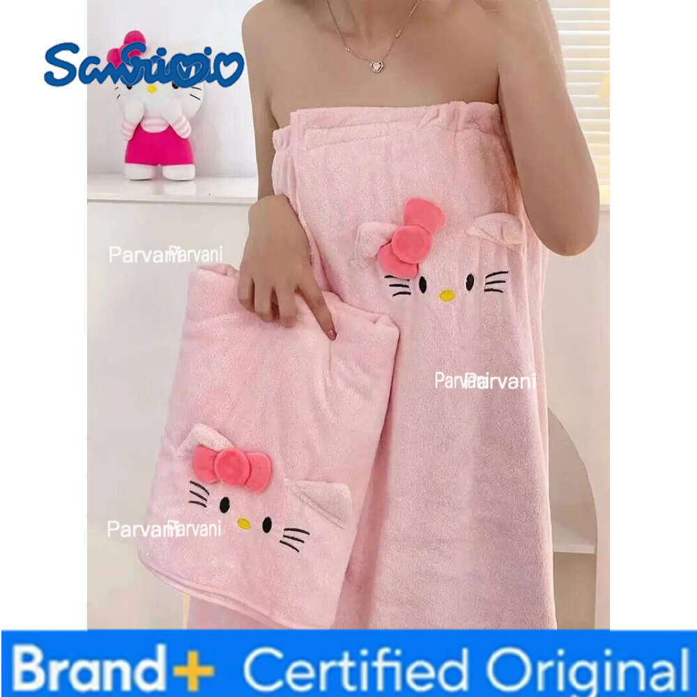 Sanrio Hello Kitty Cartoon Cute and Bath Dress Three-piece Set Creative Kawaii Quick-drying Non-shedding Dry Hair Hat Towel H260130
