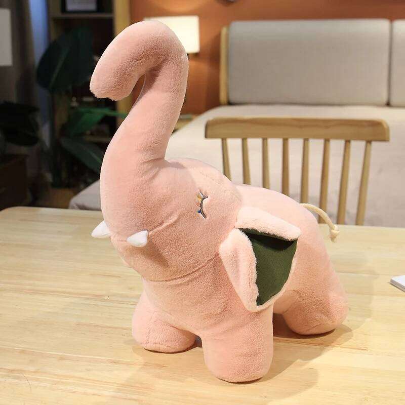 28cm/11.02in Plush Toy Doll Pink and Gray Happy Elephant for Kids&Girlfriend Holiday Birthday Xmas Gifts Home Decor Y260128