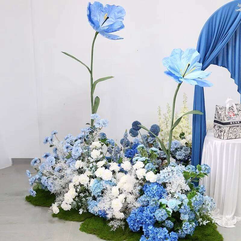 Blue White Rose Wedding Floral Arrangement Table Centerpieces Ball Event Arch Deco Hanging Corner Flowers Road Lead Floor Flower W260130
