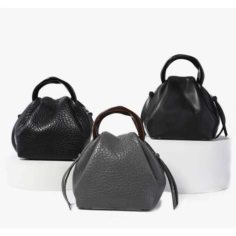 Bubble Leather Premium Texture Handbag New Niche Design Foreign Gas Bucket Messenger Women's Bag Simple Casual Personality