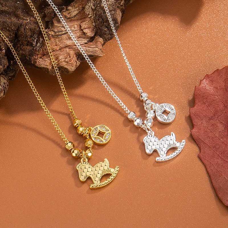 Soon there will be money Flower pendant for wealth and good fortune zodiac year necklace feminine charm collarbone chain Y260130
