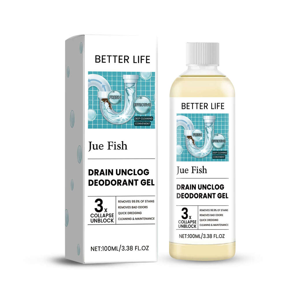 Jue-Fish Drain Cleaner Deodorizing Gel for Kitchen and Bathroom Drains, Pipe Cleaning, Stain Removal, Odor Removal S260130