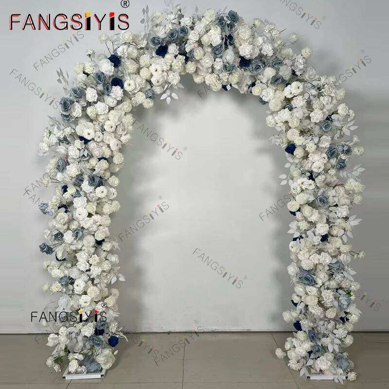 Red Rose Outdoor Wedding Backdrop U-shaped Arch Frame Decor Floral Arrangement Floor Flower Row Event Party Stage Props Display W260130