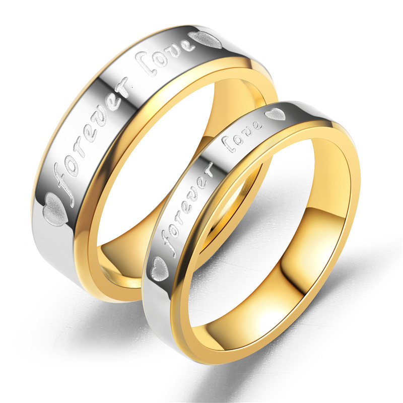 Fashion FOREVER LOVE Beveled Edge gold Eternal Couple Rings Direct from Manufacturer