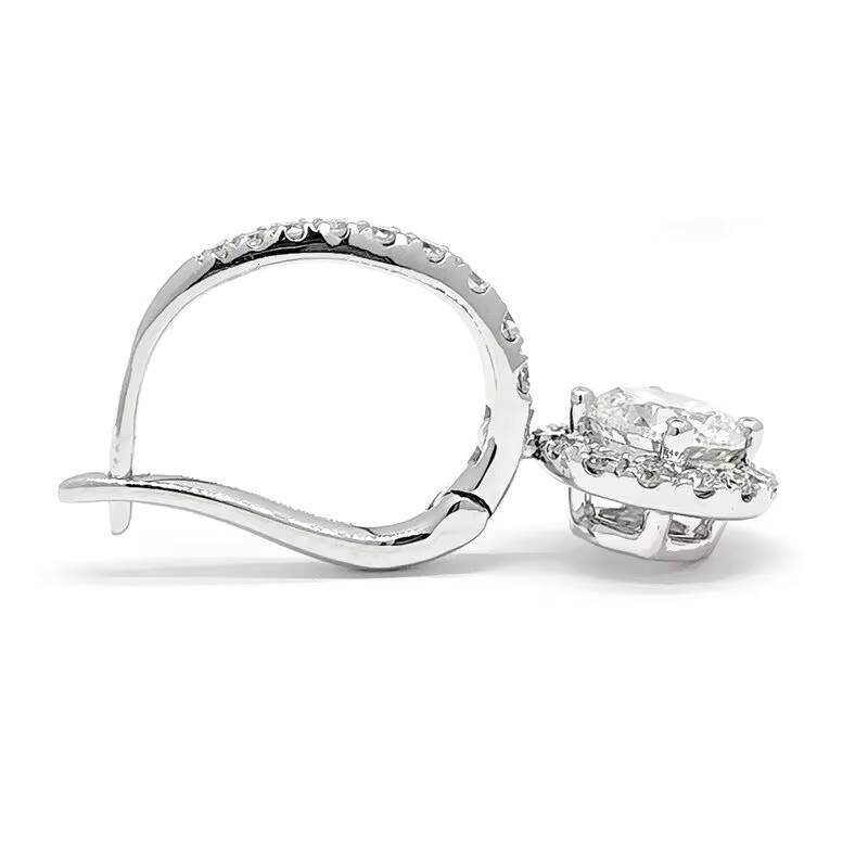 Fine Womens Round Brilliant Cut Lab Grown Diamond Dangle Earrings 18K Solid Gold 3g Wholesale