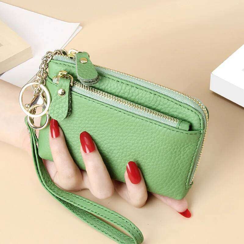 Royal Bagger Fashion Short Wallet for Women Genuine Cow Leather Cute Clutch Bag Zipper Coin Purse Card Holder with Key Chain Z260130