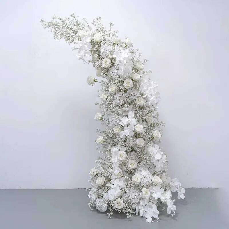 Arrangement Brand new Gypsophila Rose Flower Row ox Horn Arch Wedding Backdrop Decor Floral Wall Party Prop Stage Window Display W260130