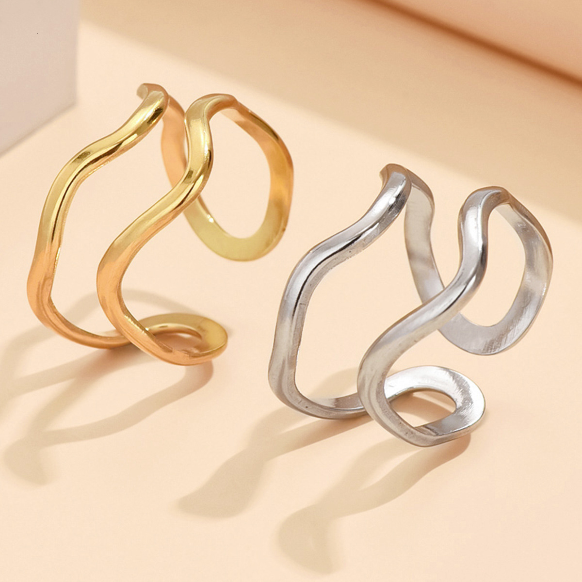 Fashion New Hydraulic Open Double Layer Water Ripple Ring from Europe, America, Japan, and Korea, Direct Manufacturer, Bulk Pricing