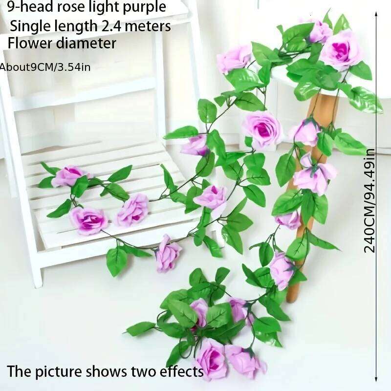 7.87 foot artificial rose vine with 9 lush flowers multi colored hanging ivy garlands, suitable for outdoor gardens and home Y260130