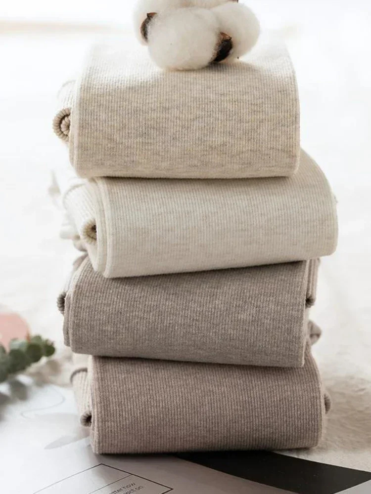 Winter Warm Leggings Women Vertical Stripes Casual Pants Thickened Plush Cotton High Elasticity Solid Waist 260126