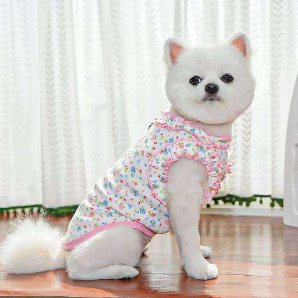 Supplies Cute Puppy Floral Vest Breathable Soft Cat Cake Skirt Thin Design Pet Princess Dress For Dogs and Cats H260130