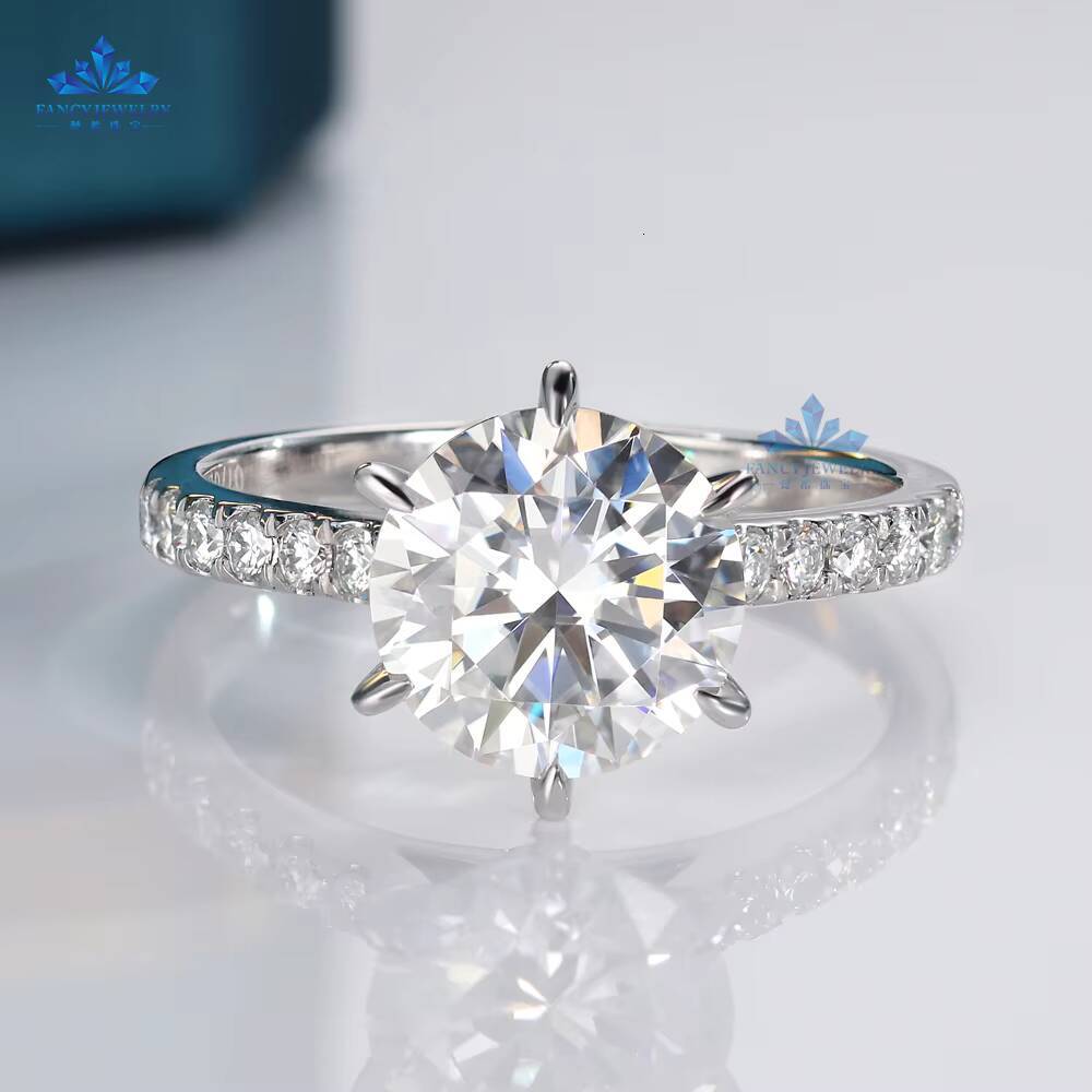 Custom Ring 18K Gold Platinum VVS 3CT Round Moissanite Engagement Ring White/Yellow/Rose Gold Moissanite Ring Wedding Ring