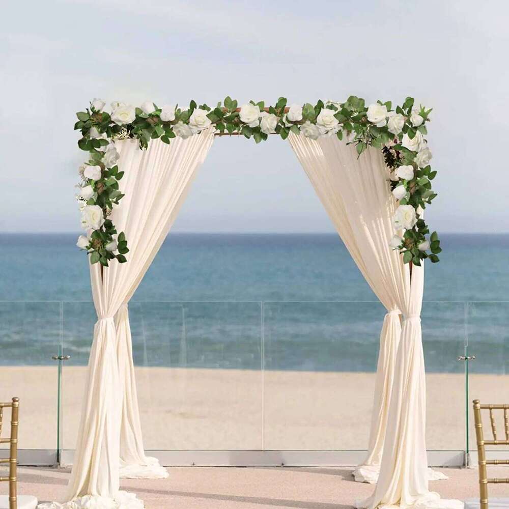 16 / 9Head White Garland Rose Flower String Vine Artificial Flowers for Wedding Arch Party Garden Craft Dcor Mariage W260130