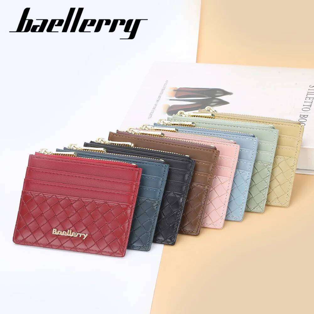 Baellerry Mini Women Wallets Slim Zipper Weave PU Leather Top Quality Fashion Female Purse Card Holder Wallet Z260130