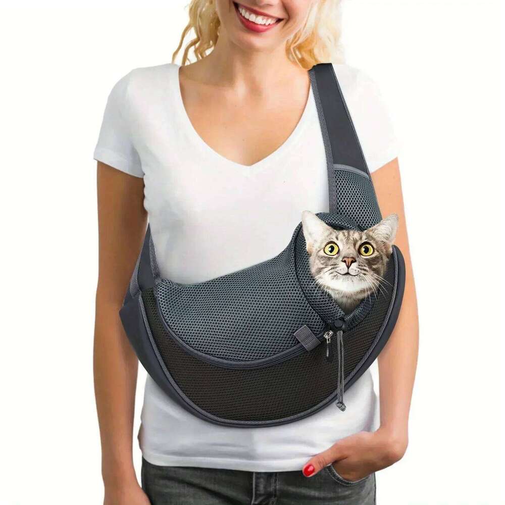 Breathable Pet Backpack, Cat and Dog Travel, Portable Diagonal Cross Bag with Shoulder Strap Suitable for Travel 26H0129