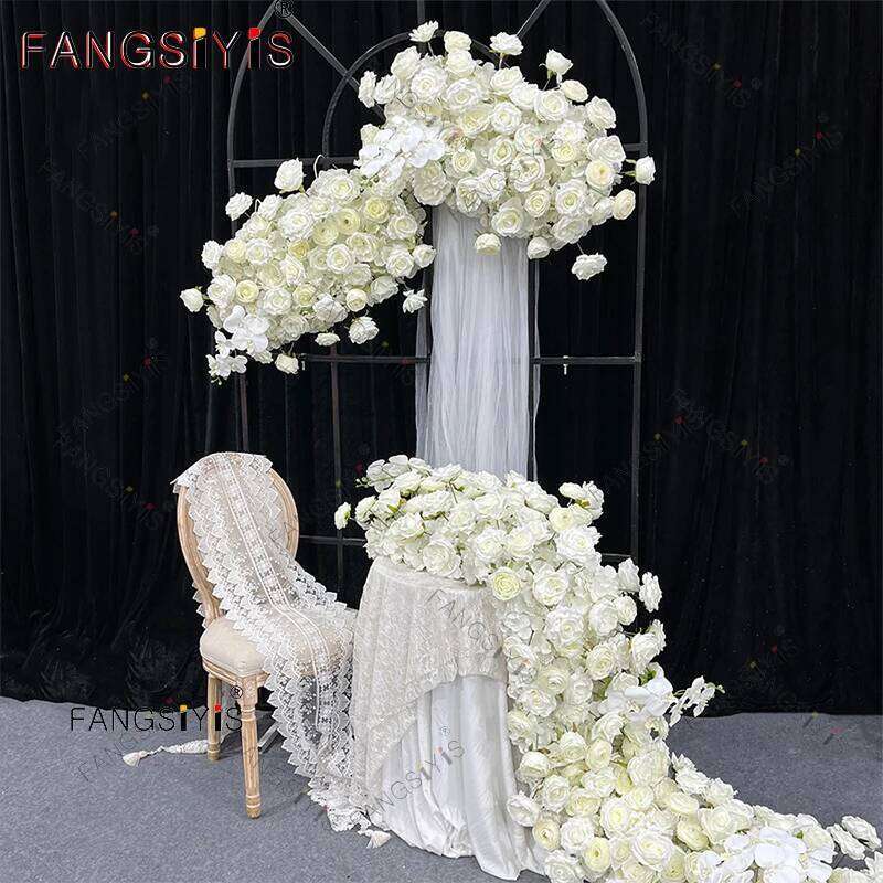 White Rose Hydrangea Leaf Wedding Arch Floral Row Arrangement Table Centerpieces Flower Ball wreath Birthday Event Party Supplie W260130