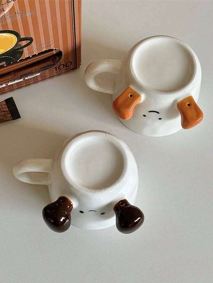 Happy Mug Handle Ceramic Coffee Cup Charming Face With Cute Feet Water Cups Birthday Gifts Office & Home Decor