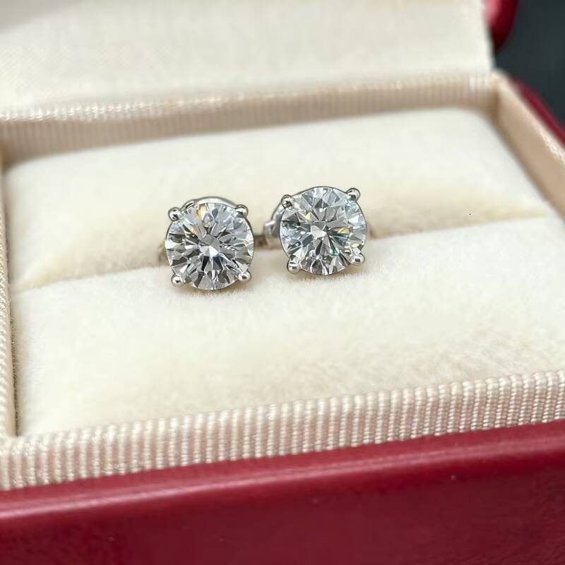 14K Solid Gold Jewelry Earrings 03ct-05ct Lab Grown Diamond Stud Earrings with CVD HPHT Diamonds