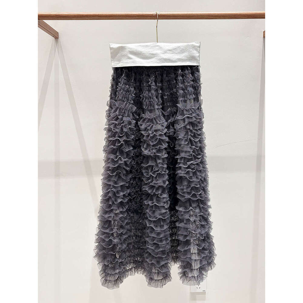 Zhihetang Winter New Fashion Versatile Elastic Waist Slimming Age-Reducing Mesh Half Puffy Skirt LEEGO LENS