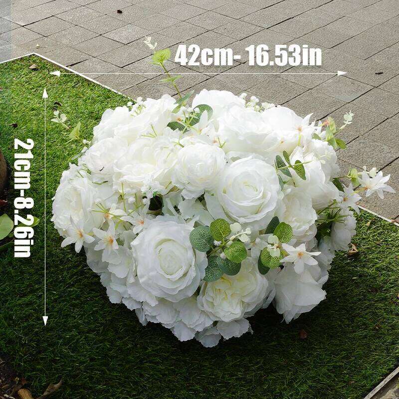 30/40cm White Baby Breath Rose green leaf Artificial Flower Ball Wedding Table Centerpiece Deco Floral Event Party Prop W260130