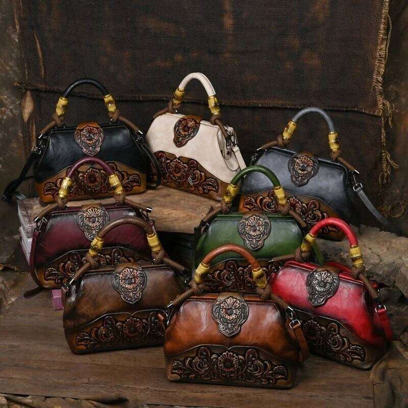 MOTAORA Handmade Handbags For Women Leather Shoulder New Vintage Carved Ladies Hand Bags Designer Luxury Bag KABAHEBINGJUE