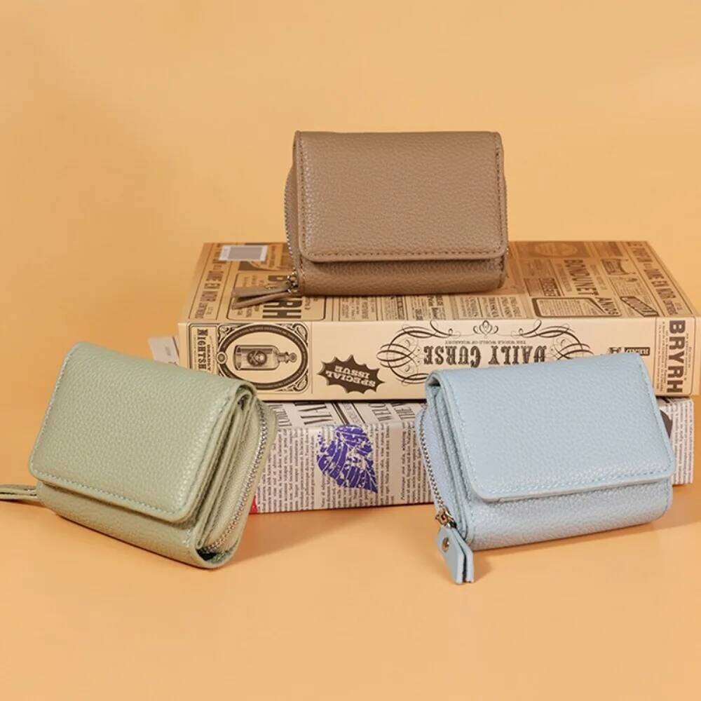Creative Mini Short Large Capacity Genuine Leather Card Money Bag with Zipper Small Coin Wallet Women Purse Z260130