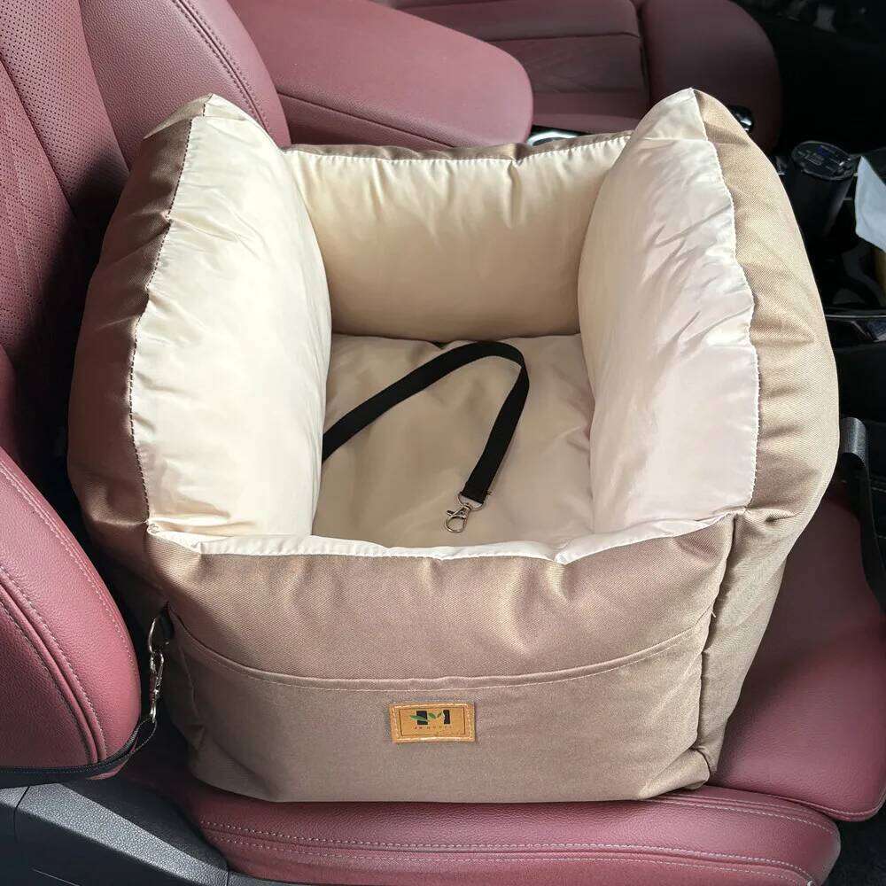 Car SUV Puppy Bed with Adjustable Fixed Strap Non-Slip Bottom Seat for Dog Cat Traveling Carry Supplies Washable 26H0130