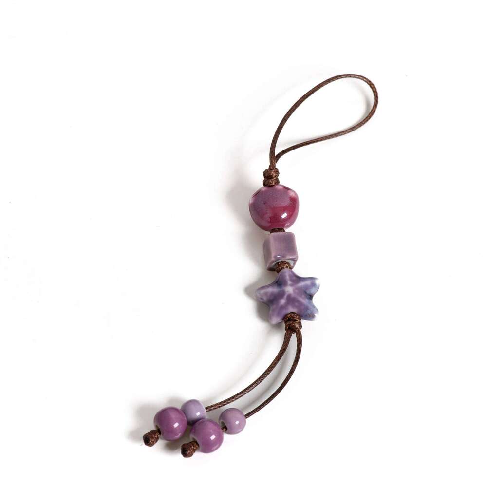 Handmade Purple Star Cat Claw Ceramic Charm Keychain Unique Bag Pendant Boho Gift S02-023 Z260130