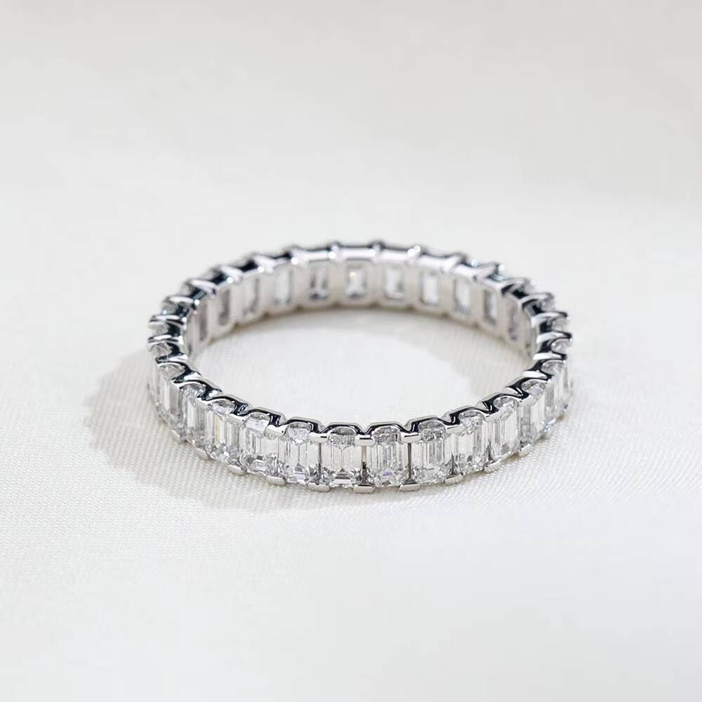 Ready to Ship MSR-1240 Trendy Design PT950 Eternity Ring Baguette Cut Lab Grown Diamond Ring