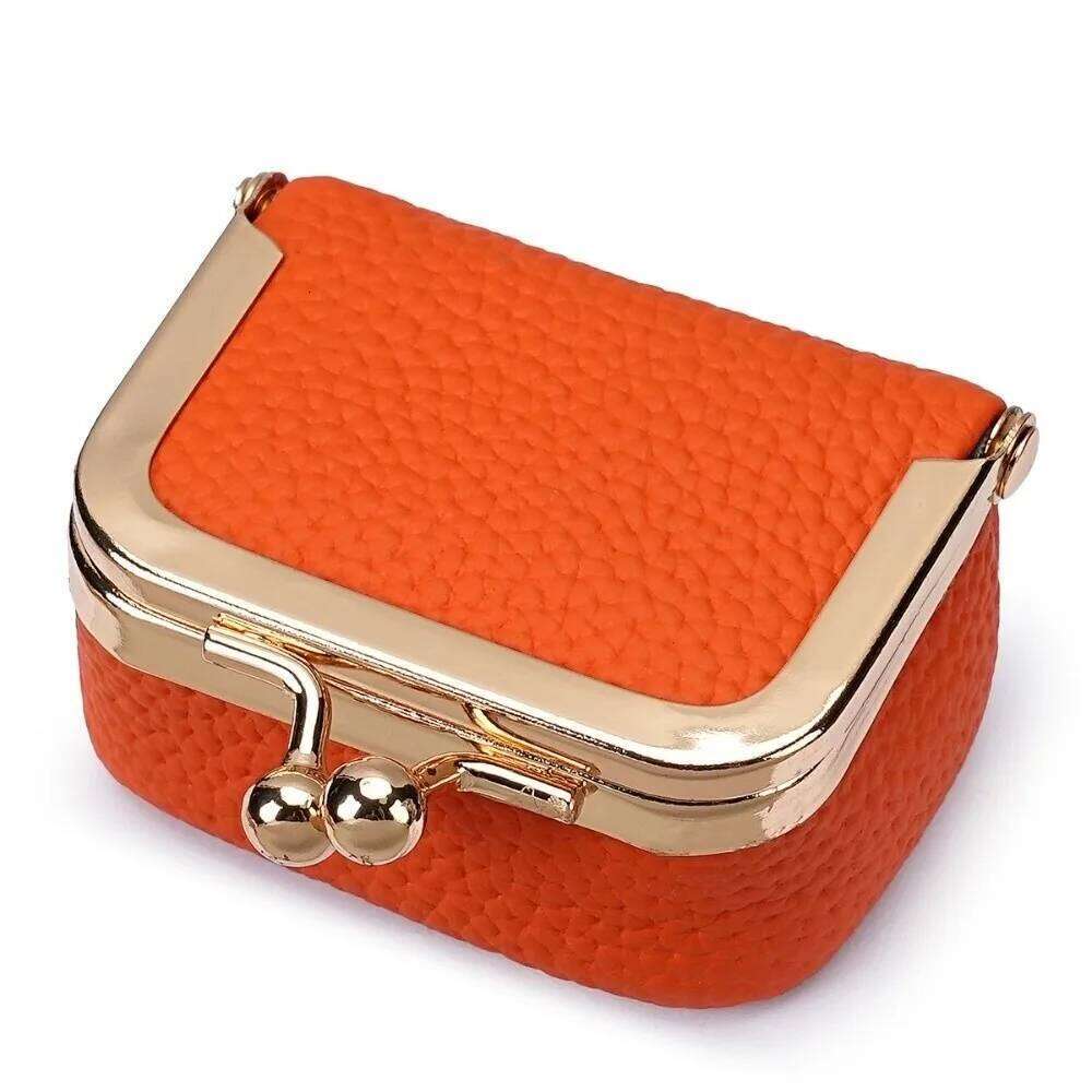 Genuine Kiss Lock Coin Purse Square Solid Color Leather Jewelry Mini Multifunctional Small Item Bag Earrings Z260130