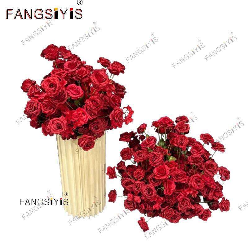 Romantic Artificial Flower Red Rose Wedding Table Centerpiece Ball Event Party Stage Road Lead Floral Window Display Y260130