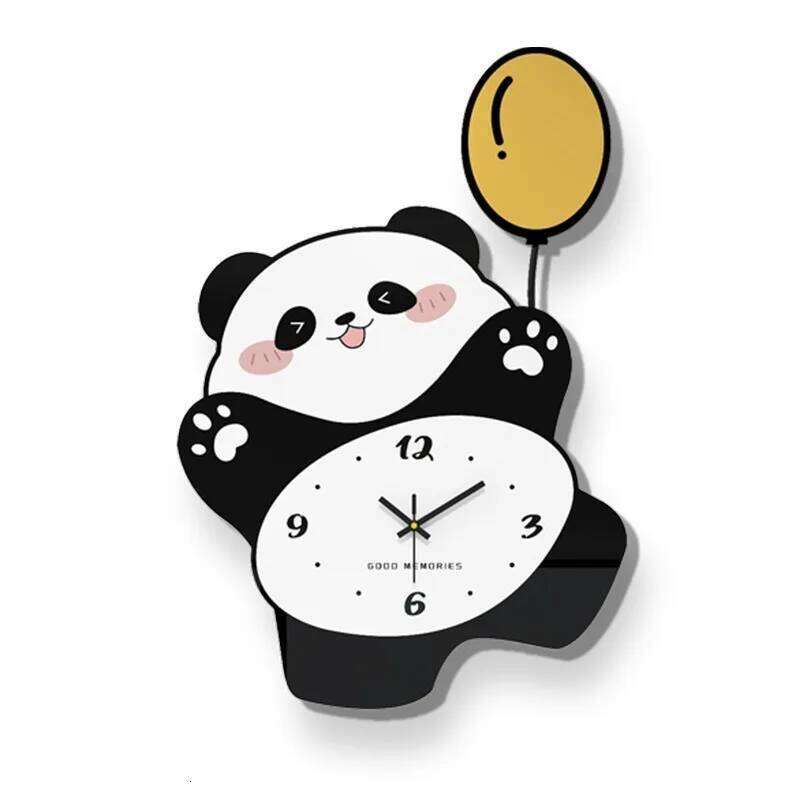 Creative Panda Living Room Home Decoration Clock Wall Hanging High-end Restaurant Simple Silent No Punching W260130