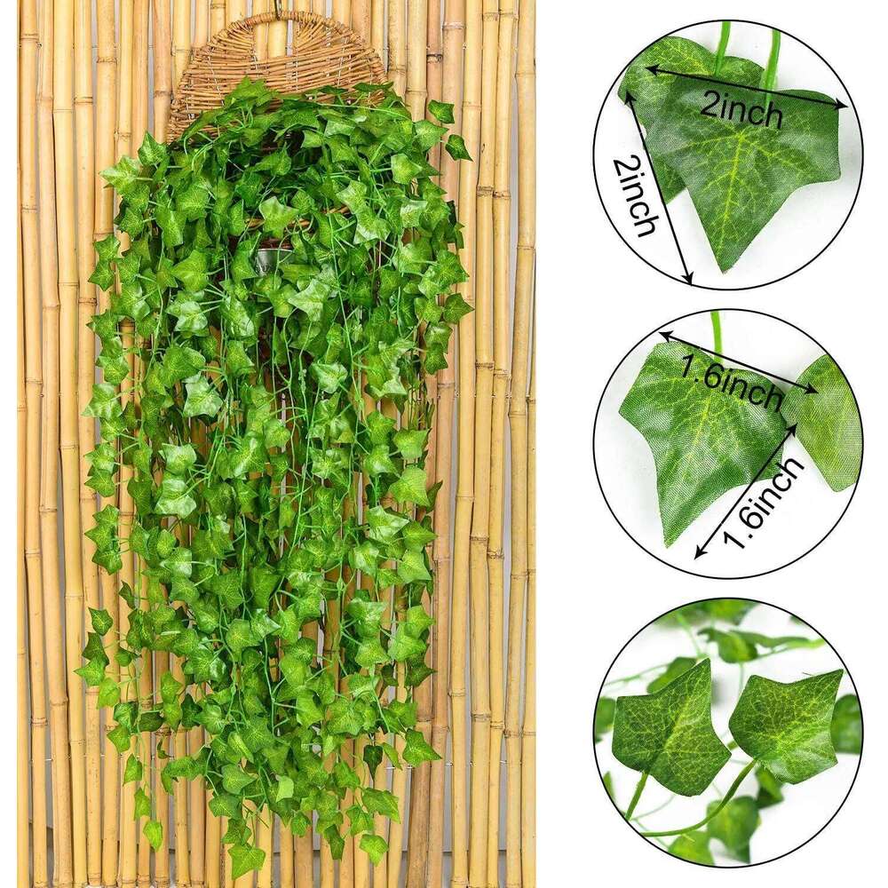 High-quality Artificial Ivy Leaf Plants Vine Hanging Garland Fake Foliage Flowers Home Kitchen Garden Office Wedding Wall Decor W260130