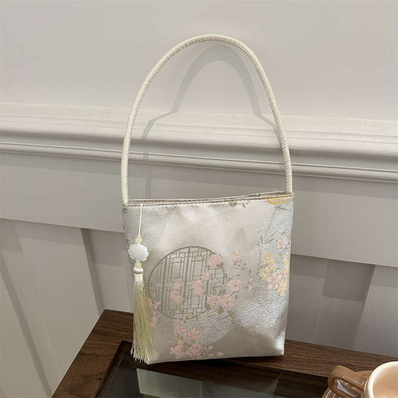 National Underarm Versatile New Chinese Style Silk High-End Tassel Single Shoulder Tote Bag For Women SHANGFANNI
