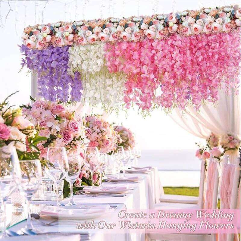 5/10/20Pcs Wisteria Artificial Flower Vine 60cm Hanging Fake Flowets Garland for Home Decor Garden Wedding Party Decoration Wall Y260130