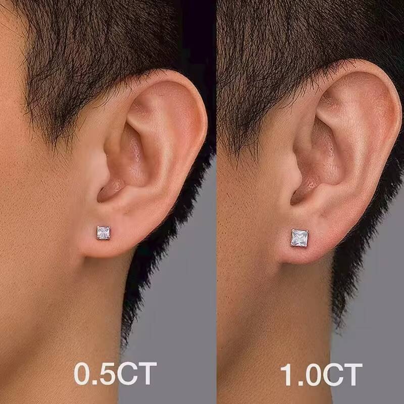 Womens Cute 14K White Gold Lab Grown Diamond Stud Princess Cut 05ct Earrings for Weddings Engagements