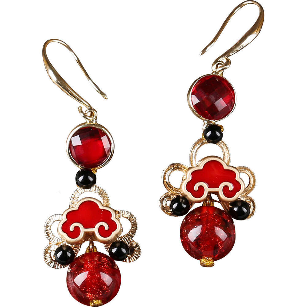 Chinese Style Red Year New Festive Exquisite Bride with Classical Features 2024 Earrings for Women